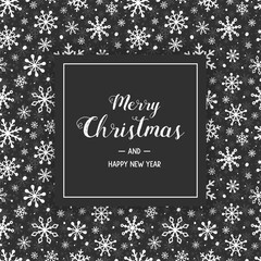Christmas card with beautiful snowflakes. Concept of Xmas greeting card. Vector