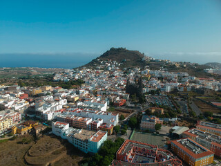 Aerial view on the Arucas city at Las Palmas de Grand Canaria