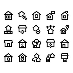 Real Estate icon set . Home, House, Property, Rent, Price Icon - Vector Illustration .