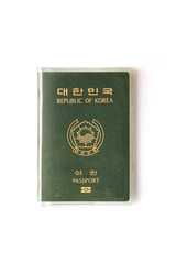 Republic of Korea passport isolated white background.