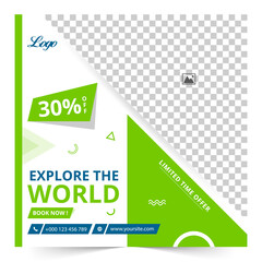 Travel tours instagram and social media banner template Premium template