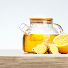 Ginger tea with lemon.