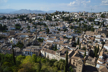 Fototapeta na wymiar Albaycin Old Town Moorish Quarter Seen from the Alhambra in Granada, Spain