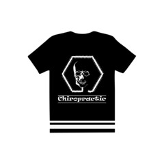 t shirt design. A t-shirt with the illustration of the skeleton. A  t-shirt designed with a chiropractic logo.