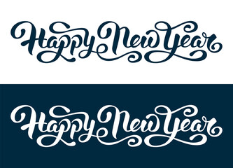 Naklejka na ściany i meble Happy New Year artistic and unique lettering in calligraphy style. Handwriting by brush typography set. Easy to use for any designs for Christmas and New Year celebrations. Vector illustration.