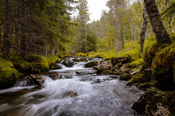 Stream of a creek with cascades