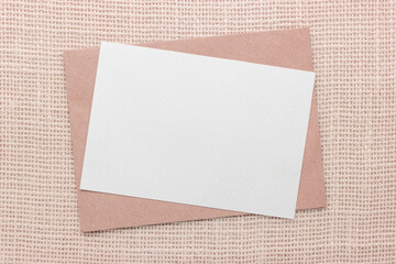 empty white paper card on top table for writing message background