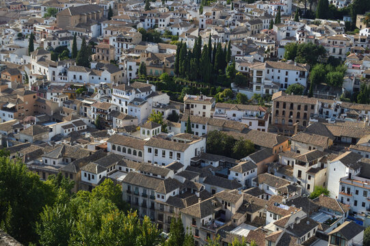 Albaycin Old Town Moorish Quarter Seen from the Alhambra in Granada, Spain
