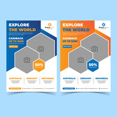 Travel agency flyer template, square flyer or social media banner template  