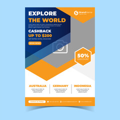 Travel agency flyer template, square flyer or social media banner template  