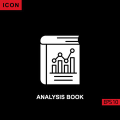 Icon analysis book with bar infographic chart. Filled, glyph or flat vector icon symbol sign collection