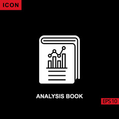 Icon analysis book with bar infographic chart. Filled, glyph or flat vector icon symbol sign collection