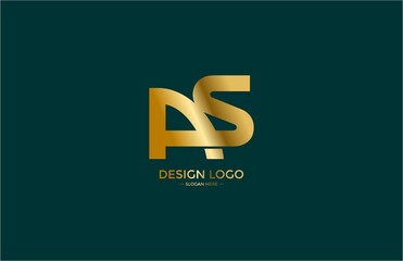 typography letter AS linked monogram gold design logo