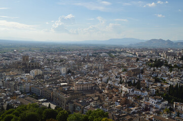 Fototapeta na wymiar City Center of Granada Seen from the Alhambra, Spain