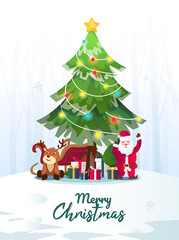 Naklejka premium Merry christmas potrait illustration for poster