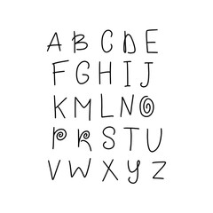 Hand draw doodle abc, alphabet type font 