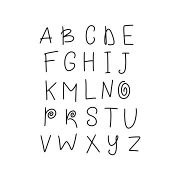 Hand draw doodle abc, alphabet type font 