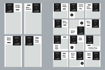 Editable Post Template Social Media Banners for Digital Marketing. Promotion Brand Fashion. Stories. Streaming. Vector Illustration - Vector