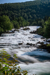 Fototapeta na wymiar Waterfall Vallestadfossen in southern Norway