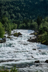 Waterfall Vallestadfossen in southern Norway
