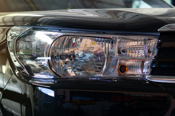 Details of modern car headlights