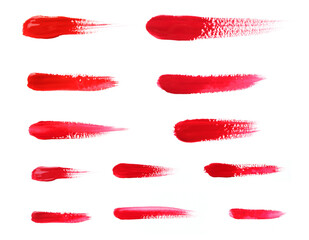 Set of red brush strokes