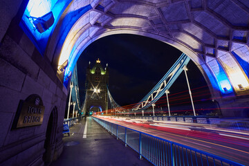 photography of tower bridge with lights
