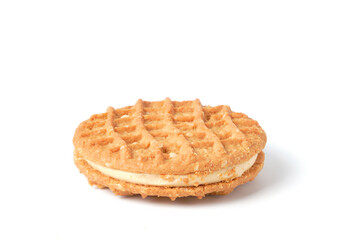 Peanut butter cream cookie isolated on white