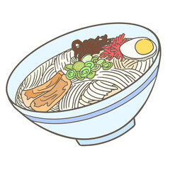 ジャンクフードのイラスト、ラーメン、カラー