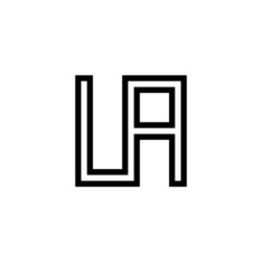 Black and white letter LA UA initial logo icon