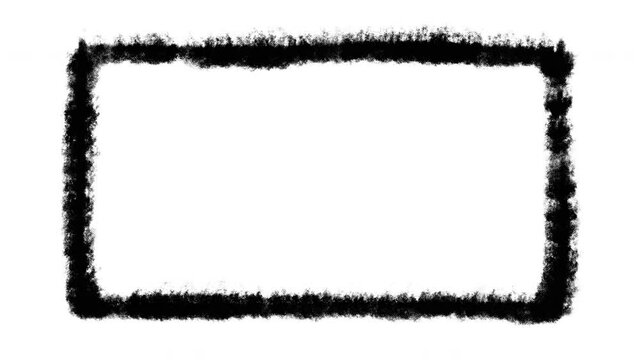 Painted black grunge frame animation, stop motion effect on a white background
