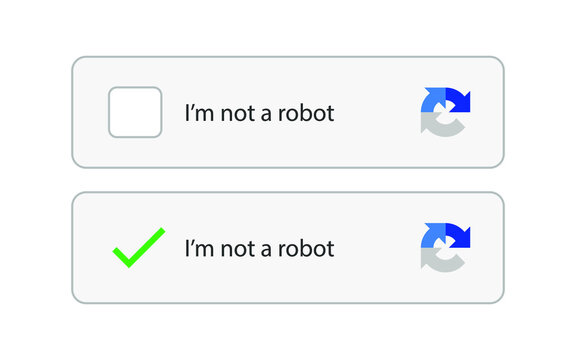 Website security form. I am not a robot captcha. Internet safety concept. Vector illustration.