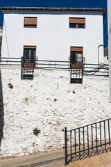 street and typical house of the alpujarra, mecina bombaron