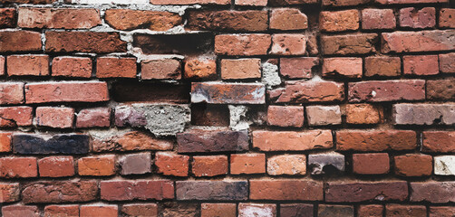 unusual wall of red vintage bricks, texture background