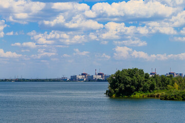 View of Zaporizhia Nuclear Power Station in Enerhodar, Ukraine