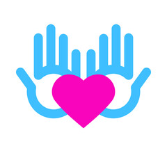 Obraz premium Heart in hands, design logo vector, give and share your love to people, charity, donations