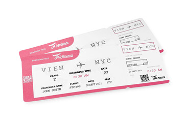 Tickets isolated on white. Travel agency concept