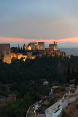 Fototapeta na wymiar view of the alhambra at dusk, Granada
