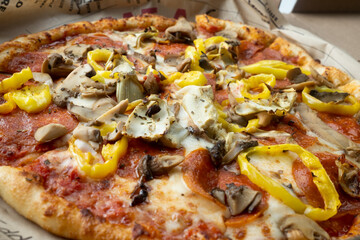 Full Pizza with Pepperoni and Peppers