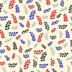 Fototapeta na wymiar Seamless vector cute multicolored pattern with branches