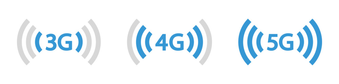 3G, 4G, 5G vector icon symbols mobile internet network. Connection Internet signal sign. Visualization signal quality. Vector illustration, eps10.