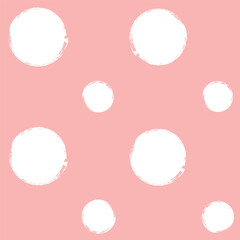 Vector polka dots seamless pattern, hand drawn girly watercolor stains. watercolor doted background.