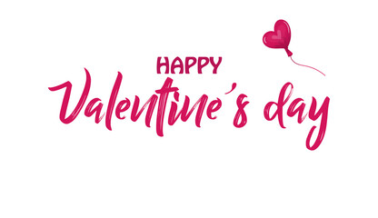 Fototapeta na wymiar Happy Valentines day banner with hand written font and heart balloon