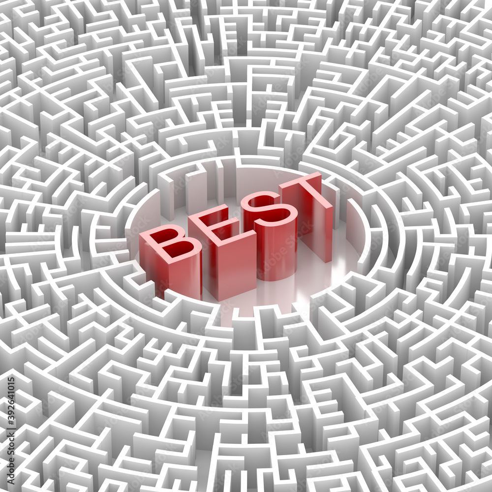 Poster conceptual maze, challenge and improvement metaphor; original 3d rendering