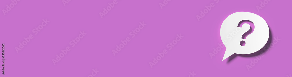 Poster question mark in front of a red color wall background. business support concept - 3d rendering.