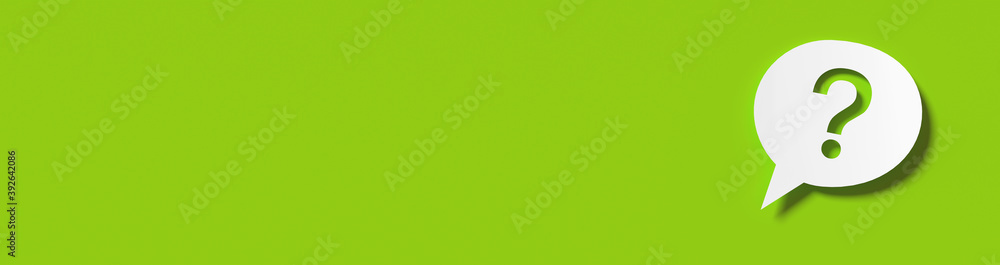 Aufkleber question mark in front of a red color wall background. business support concept - 3d rendering.