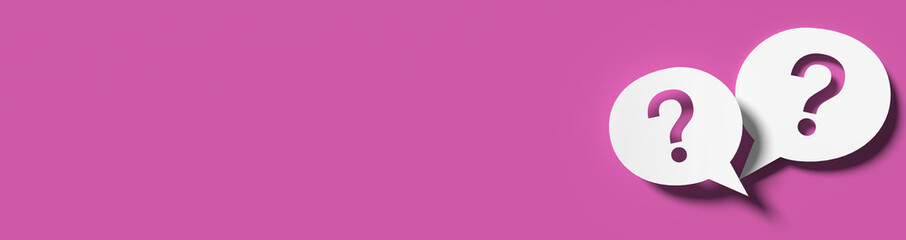 Question mark in front of a red color wall background. Business support concept - 3D Rendering.