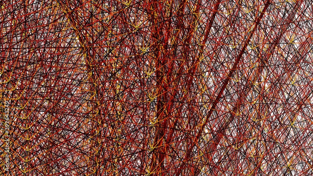 Poster abstract brown background in the form of knitting needles and lines. 3d rendering. wallpaper.