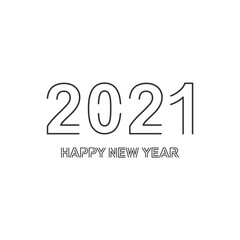 Vector illustration of Happy New Year 2021. Poster line design.