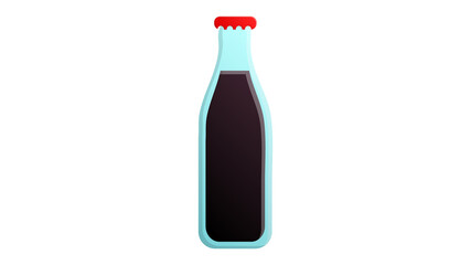 coca-cola black color in a glass bottle on a white background, vector illustration. cola for drinking fast food. harmful lemonade. soda for drinking, a lot of sugar in the drink